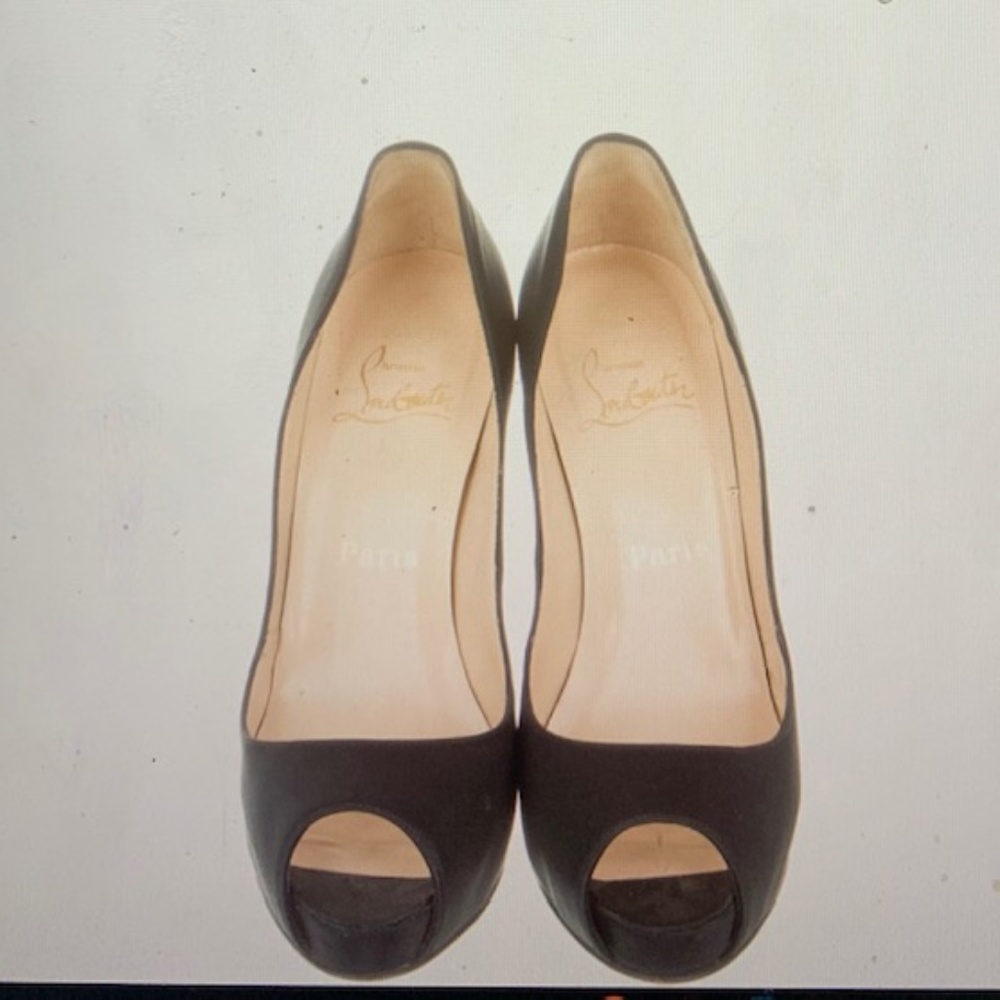 Authentic Christian Louboutin Satin Peep Toe Heels